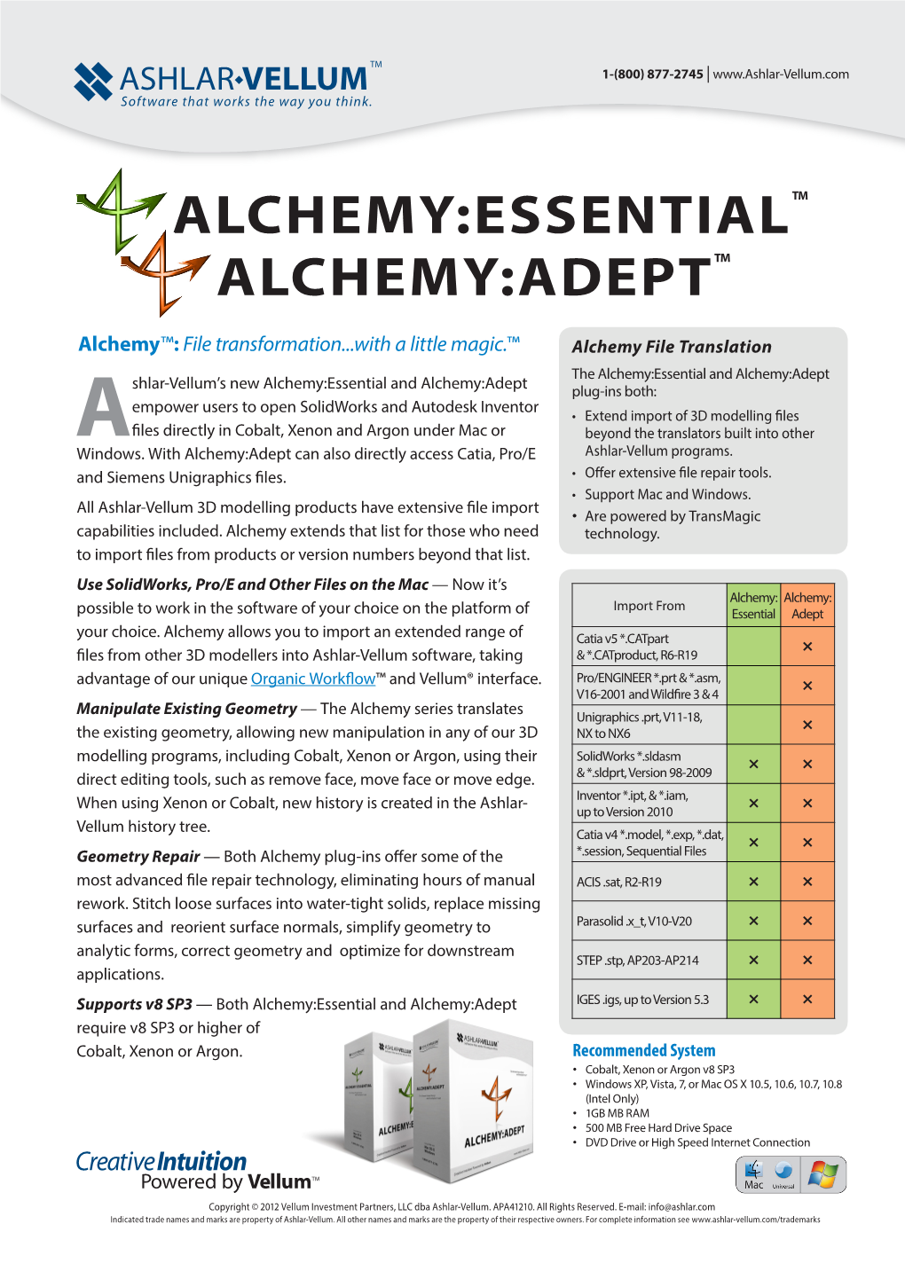 Alchemy Product Sheet A4