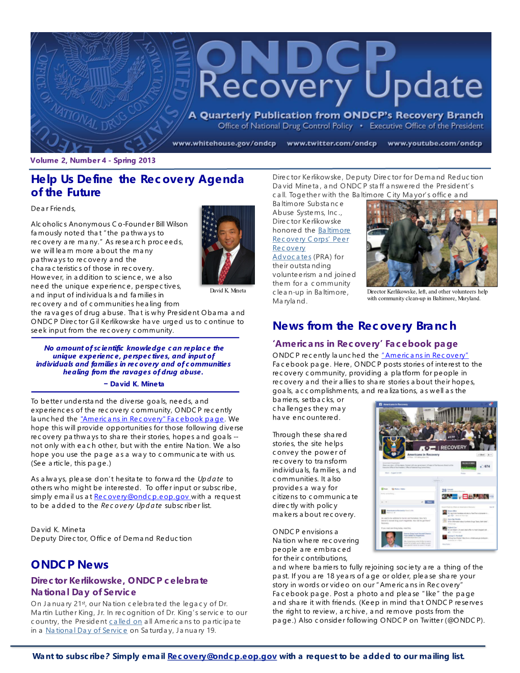 ONDCP Recovery Update