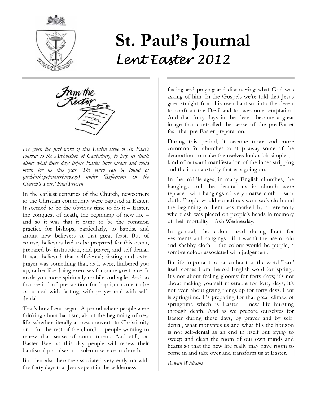 2012 Lent Easter
