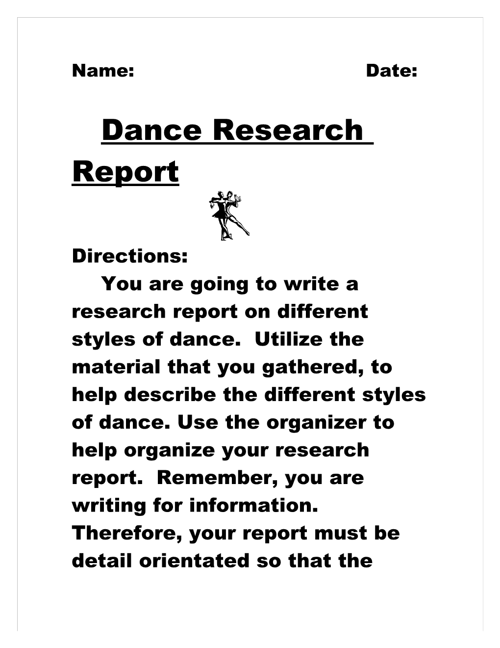 Dance Research Report