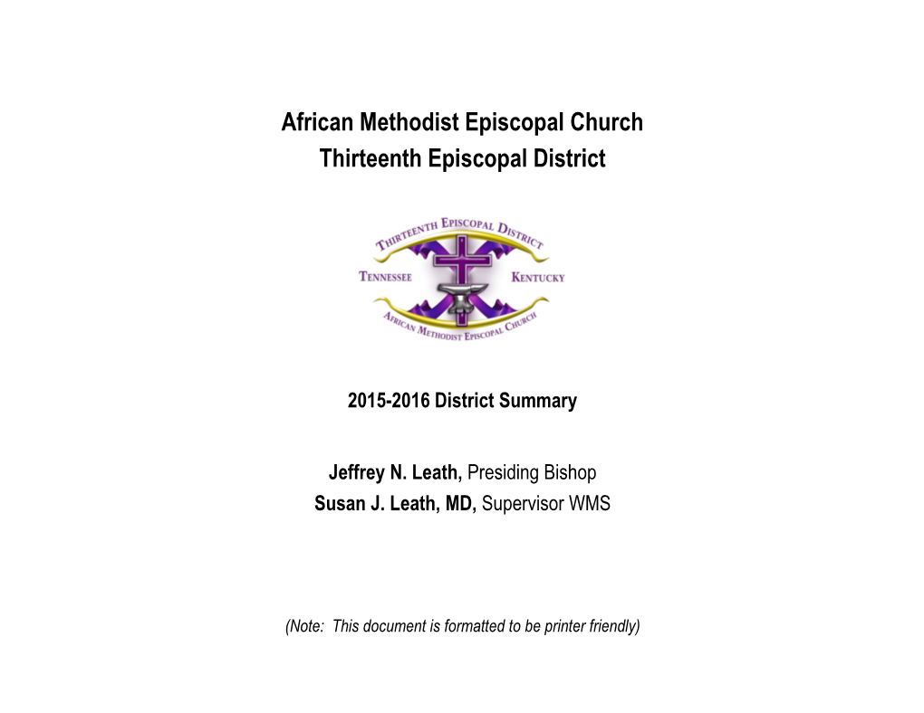 African Methodist Episcopal Church Thirteenth Episcopal District