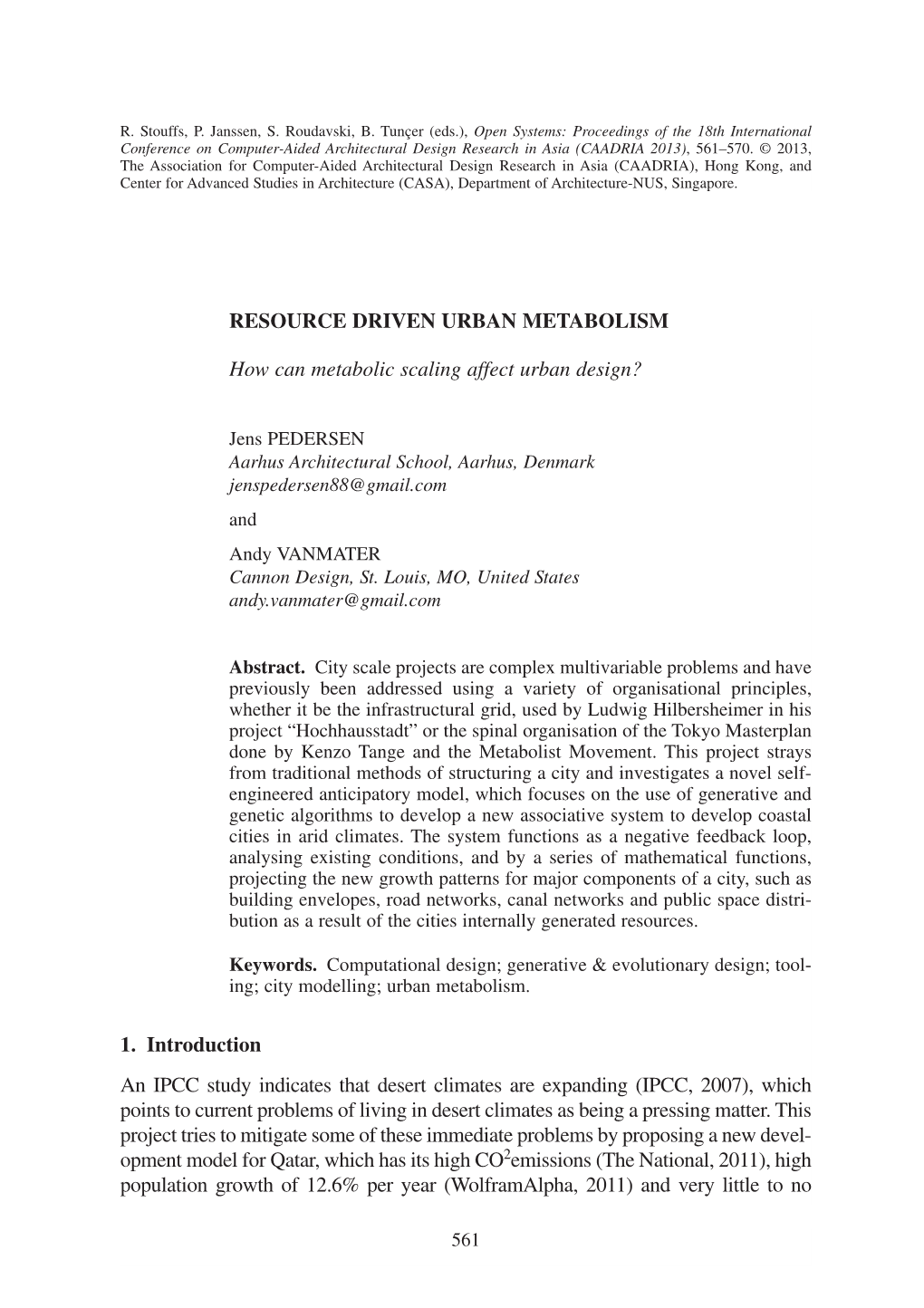 RESOURCE DRIVEN URBAN METABOLISM How Can Metabolic