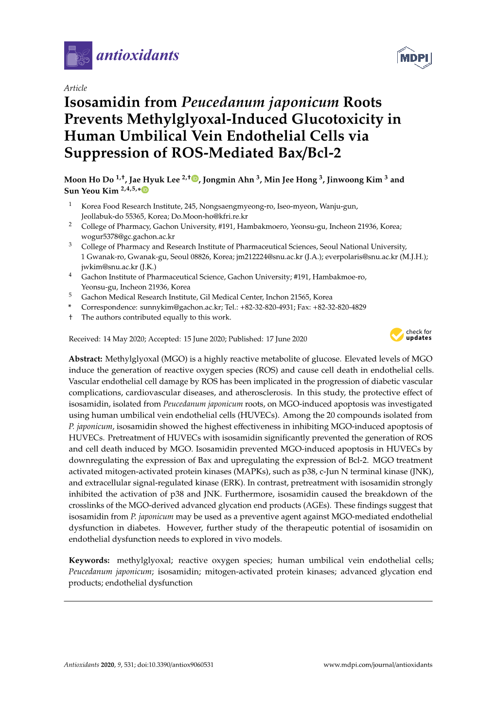 Isosamidin from Peucedanum Japonicum Roots Prevents