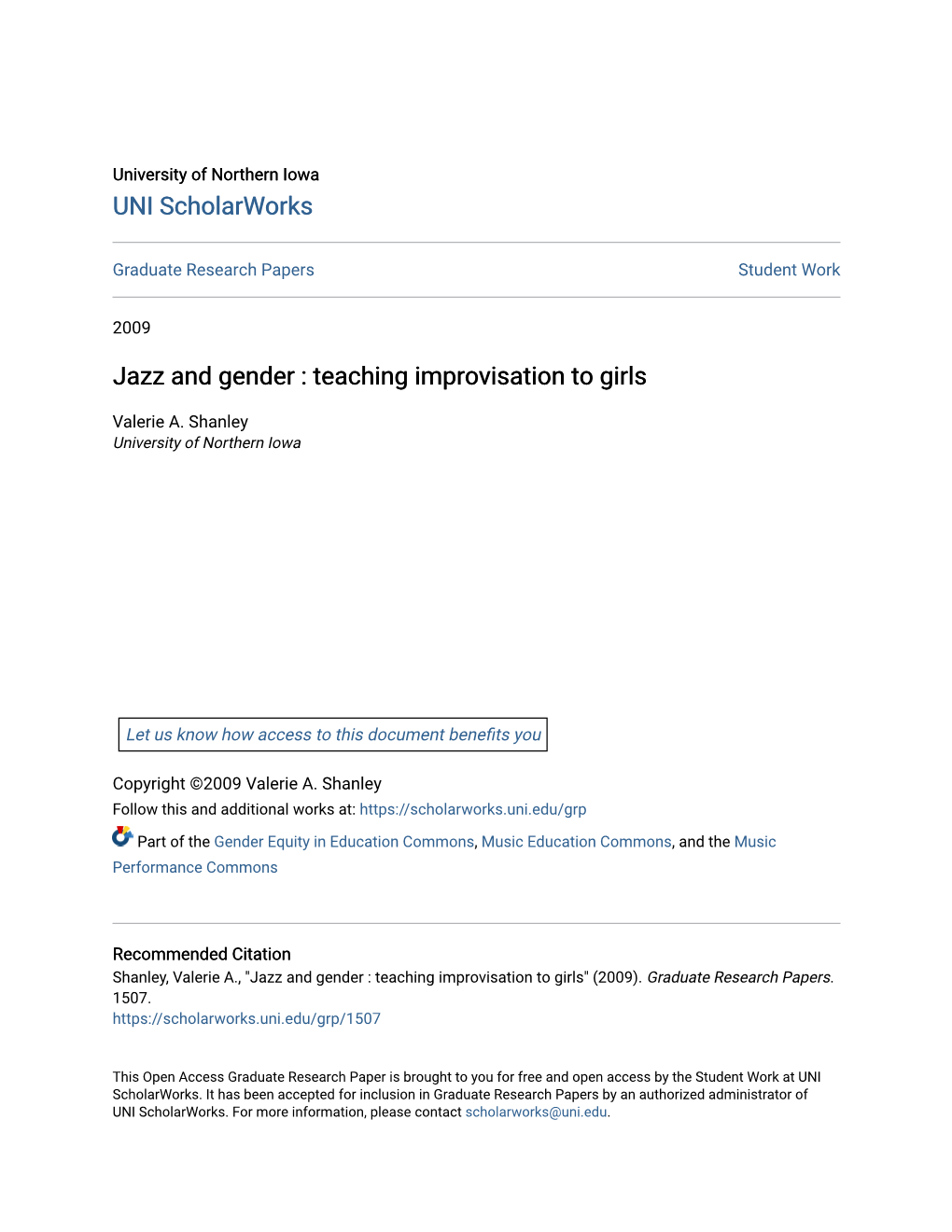 Jazz and Gender : Teaching Improvisation to Girls