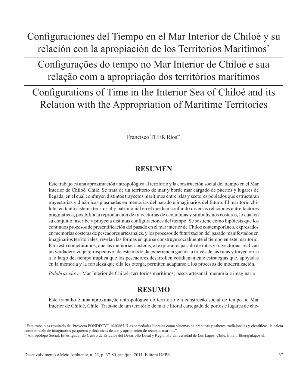 Configuraciones Del Tiempo En El Mar Interior De Chiloé Y Su Relación Con