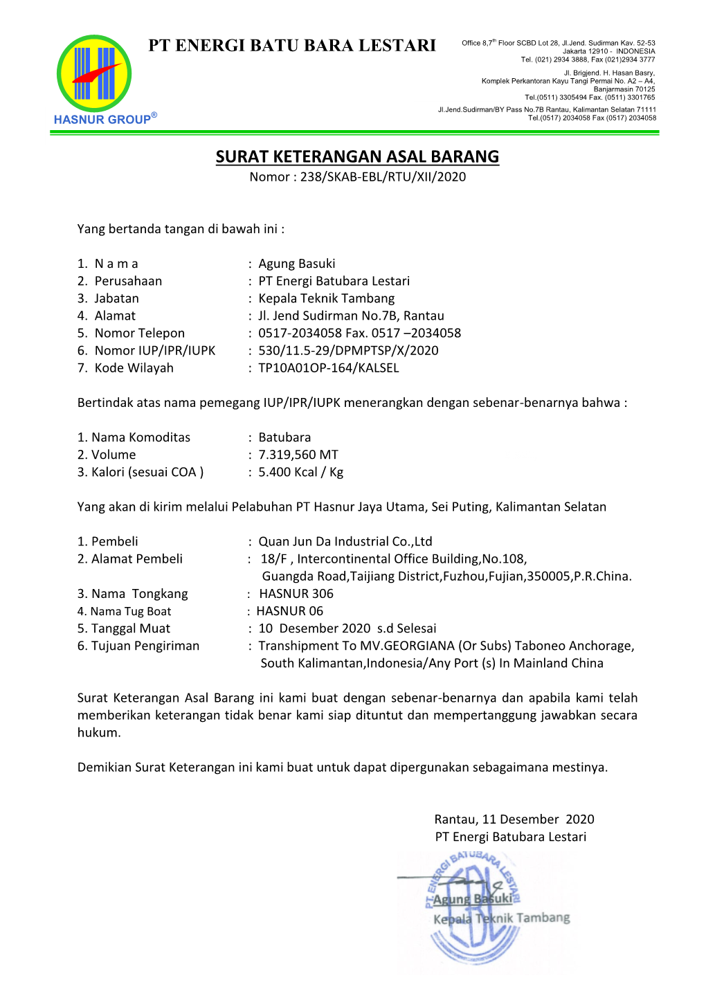 Surat Keterangan Asal Barang -.: Banjarportnet