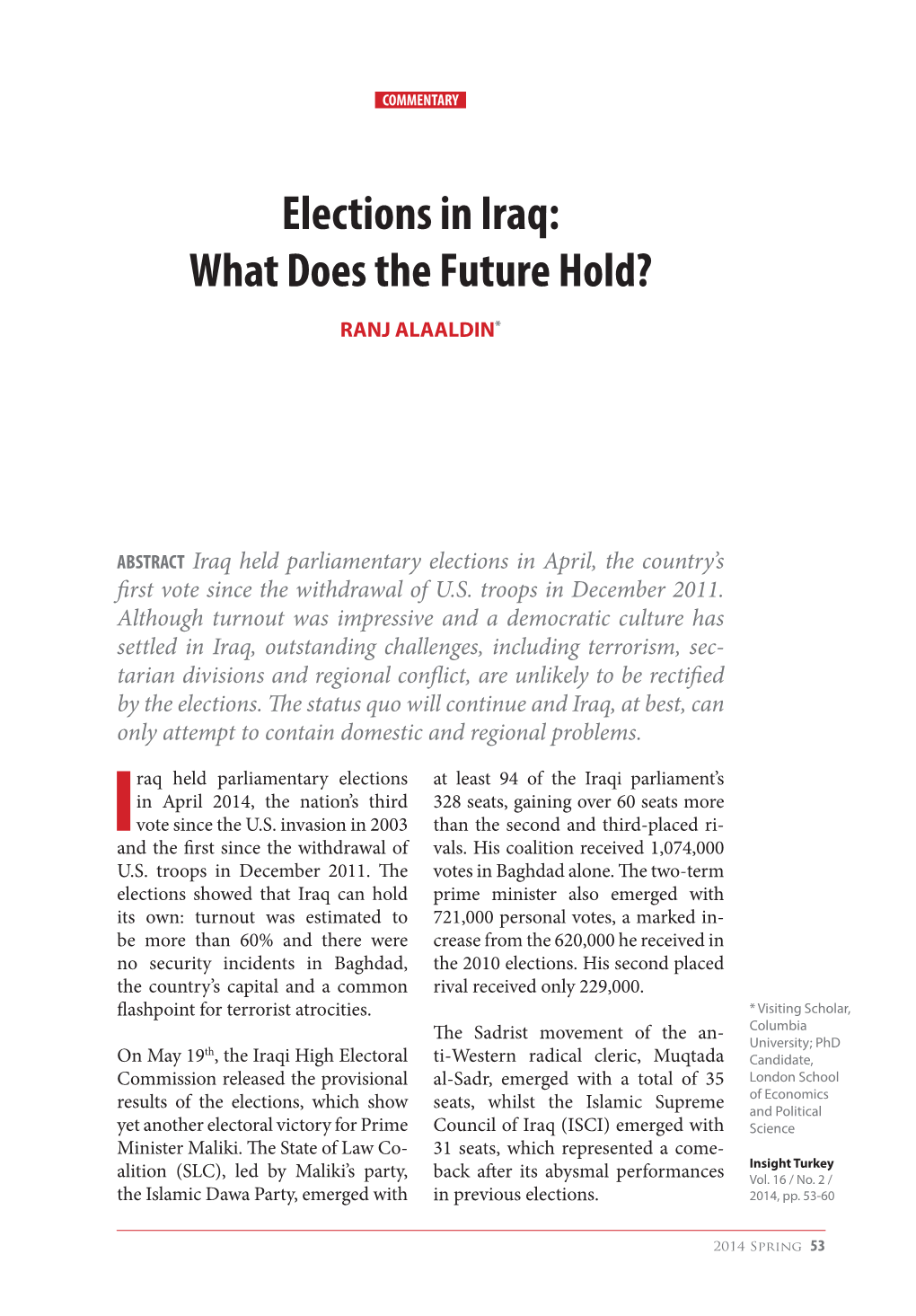 Elections in Iraq: What Does the Future Hold?