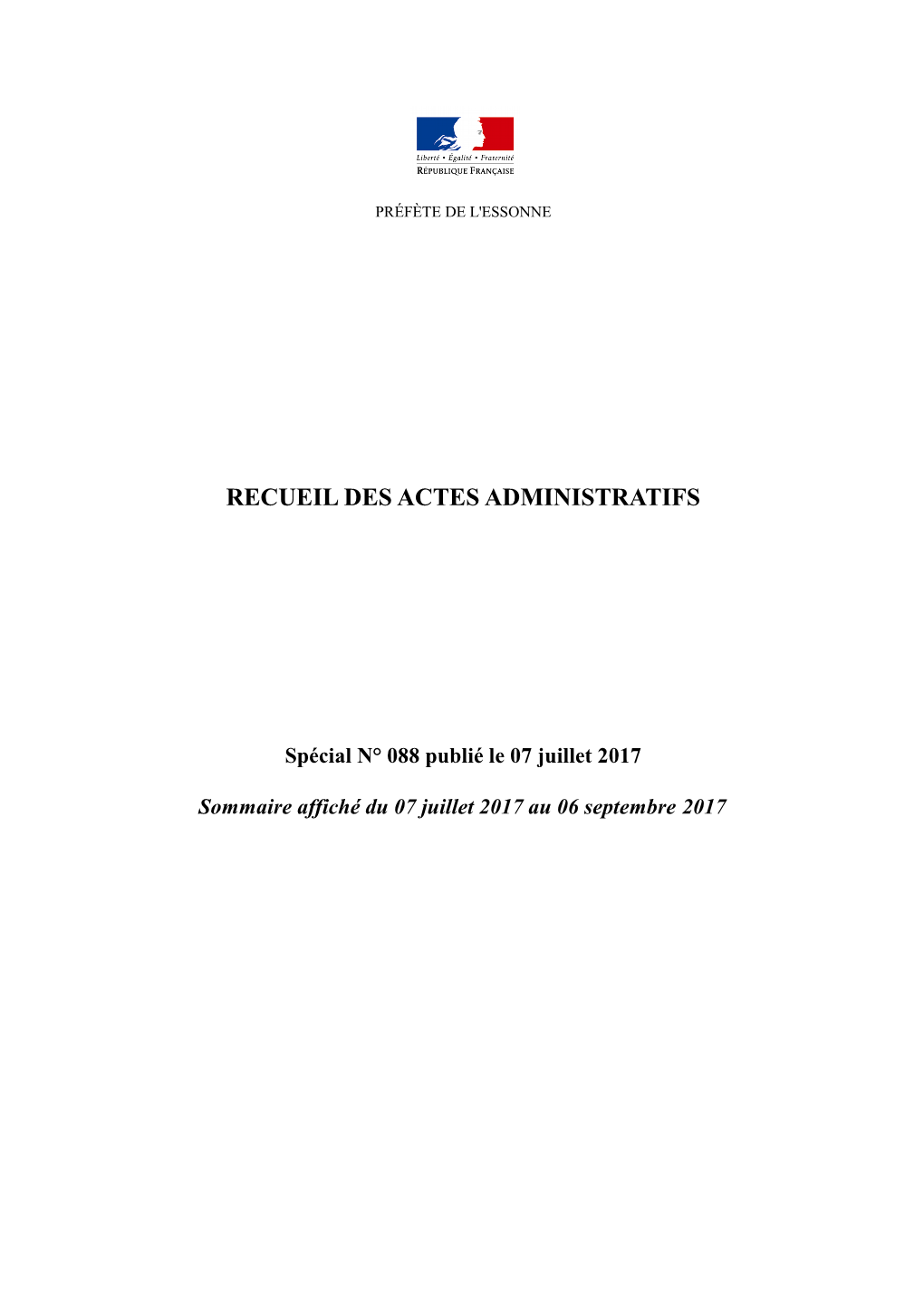 Recueil Des Actes Administratifs