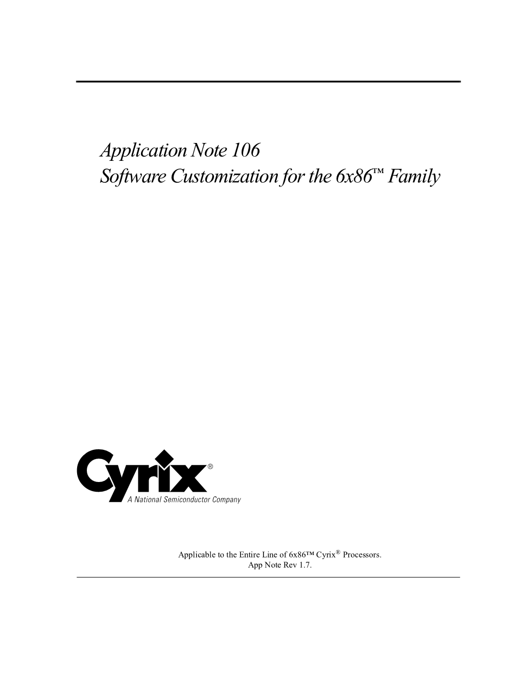 Application Note 106 Software Customization for the 6X86™ Family