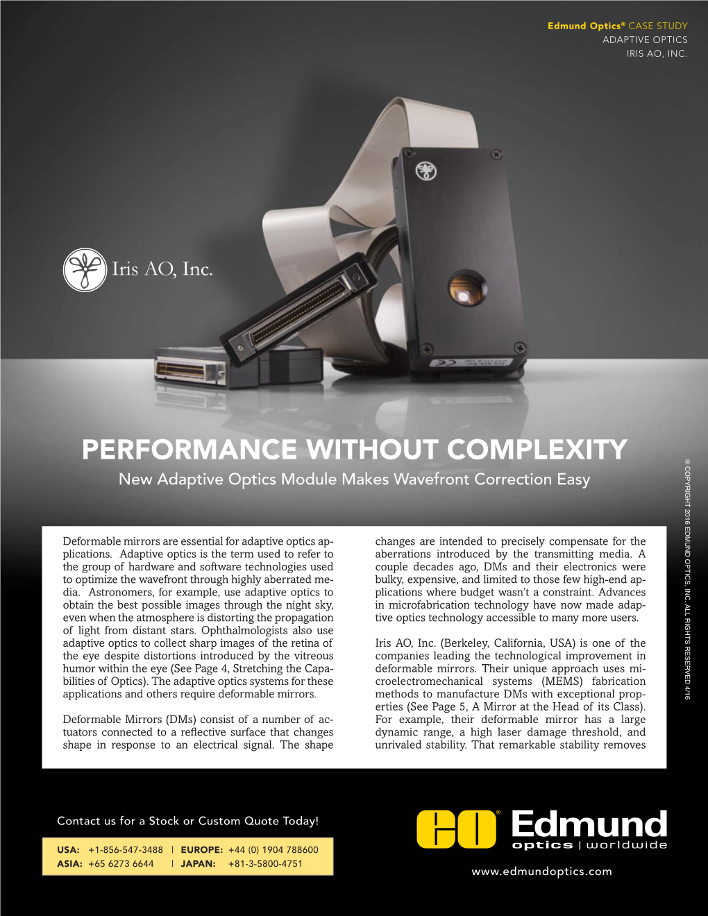 Case Study: Adaptive Optics, Iris AO, Inc