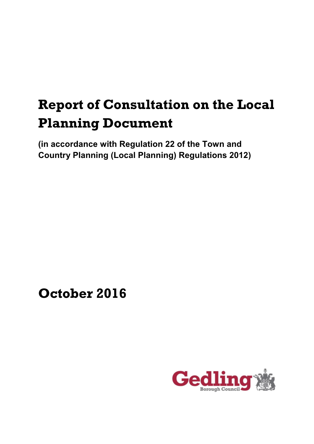 Report of Consultation on the Local Planning Document