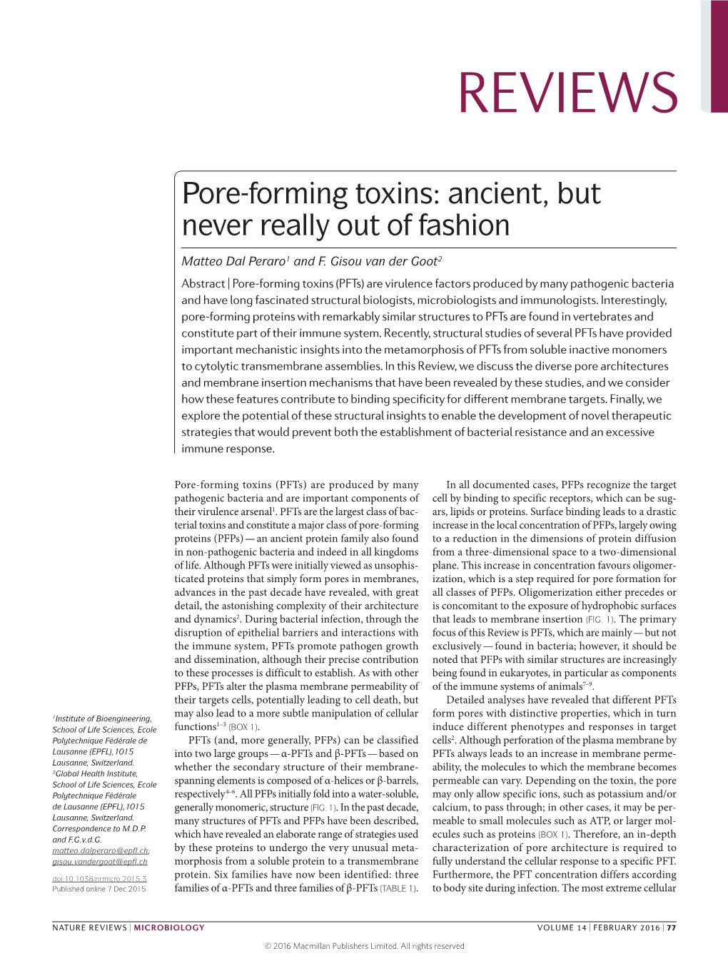 Pore-Forming Toxins: Ancient, but Never Really out of Fashion