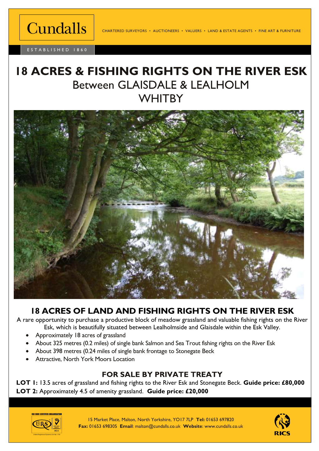 18 ACRES & FISHING RIGHTS on the RIVER ESK Between