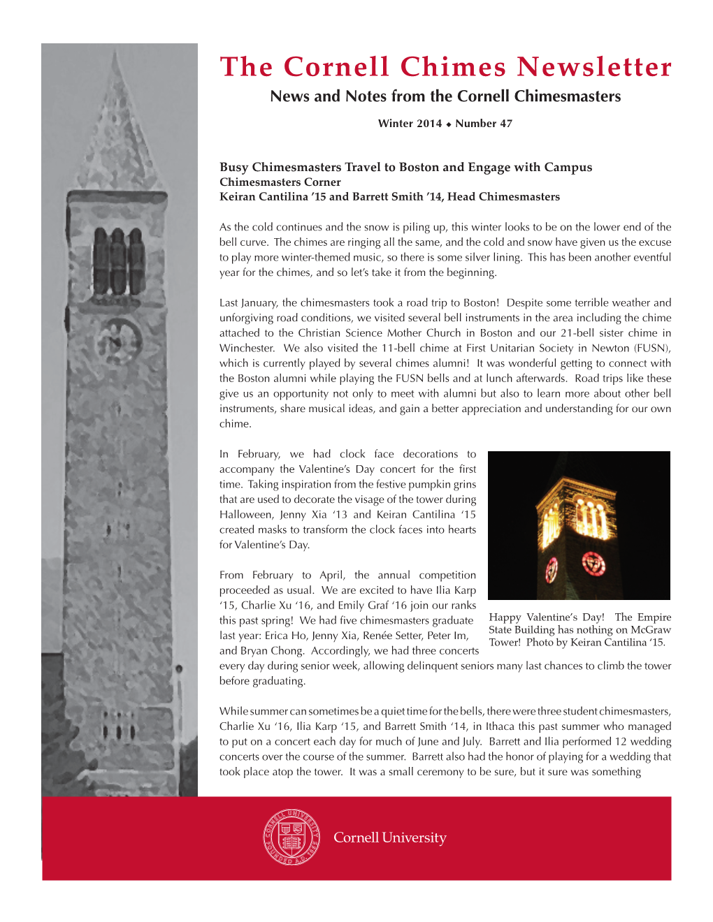 The Cornell Chimes Newsletter News and Notes from the Cornell Chimesmasters