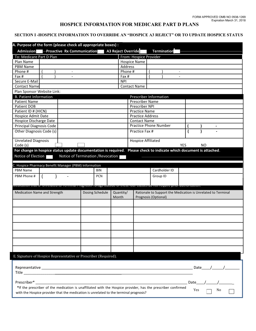 Medicare Part Prior Authorization for Hospice Form