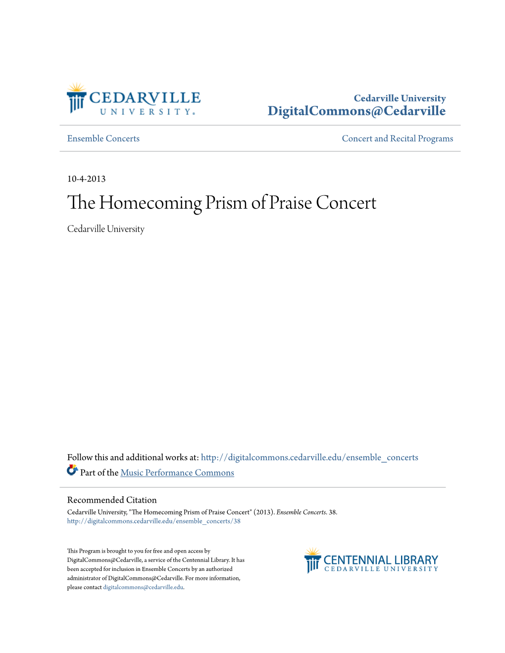The Homecoming Prism of Praise Concert