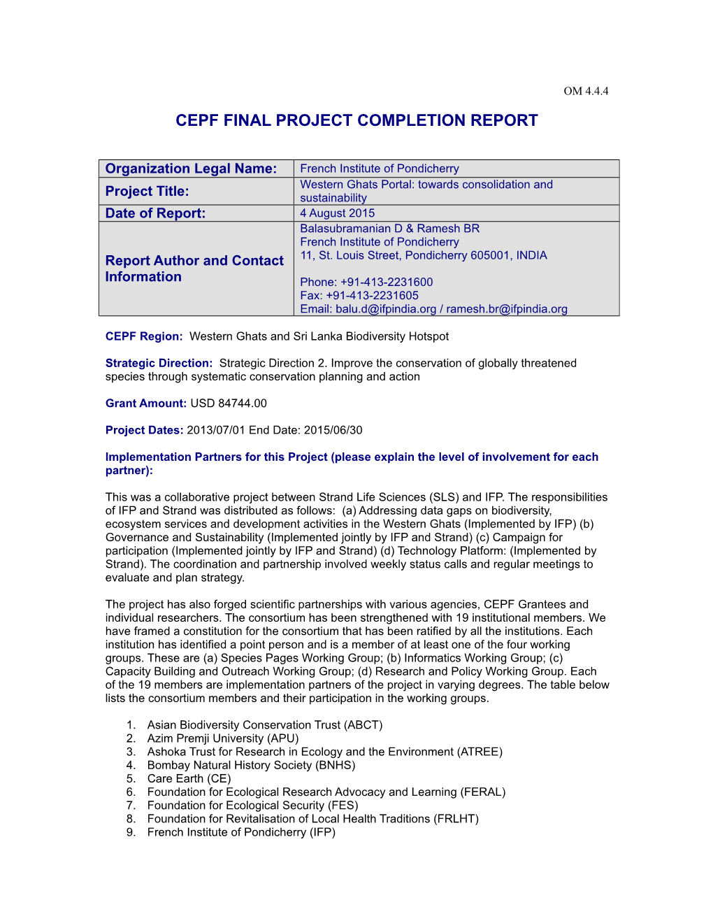 Final Project Completion Report