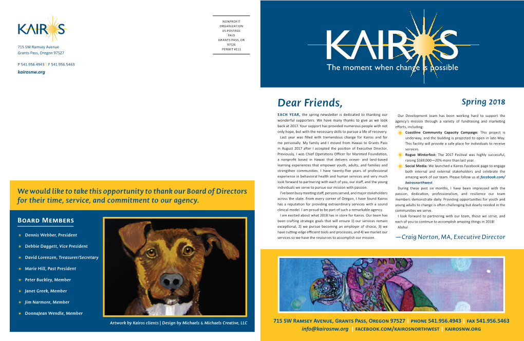 Kairos Newsletter Spring 2018