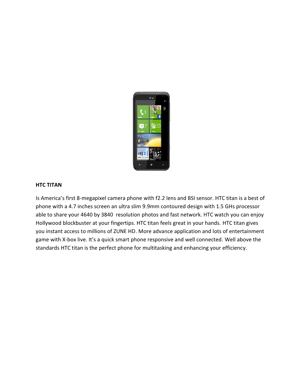 HTC TITAN Is America's First 8-Megapixel Camera Phone
