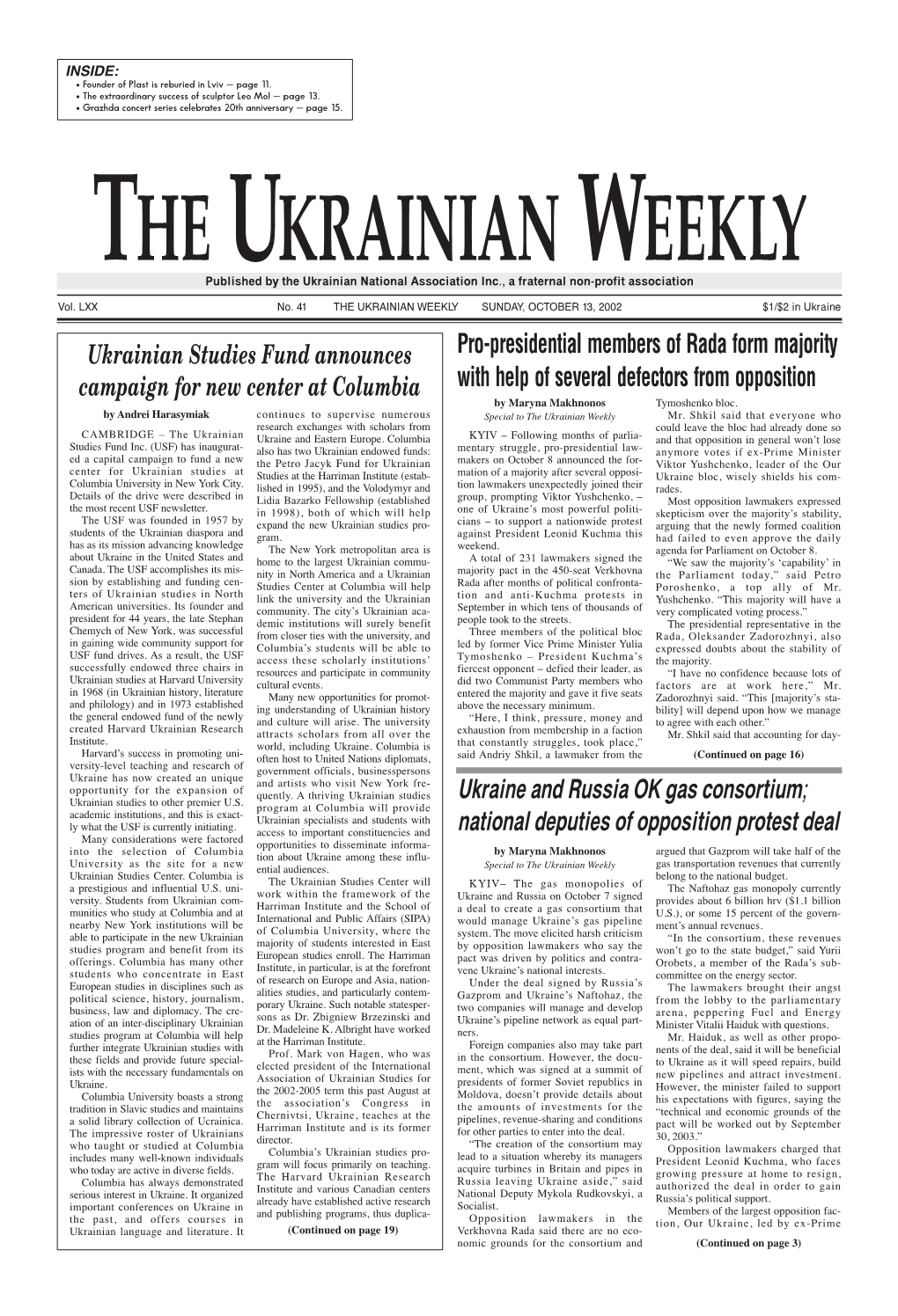The Ukrainian Weekly 2002, No.41