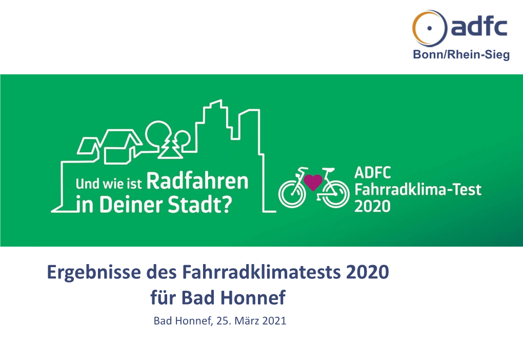 Ergebnisse Des Fahrradklimatests 2020 Für Bad Honnef Bad Honnef, 25