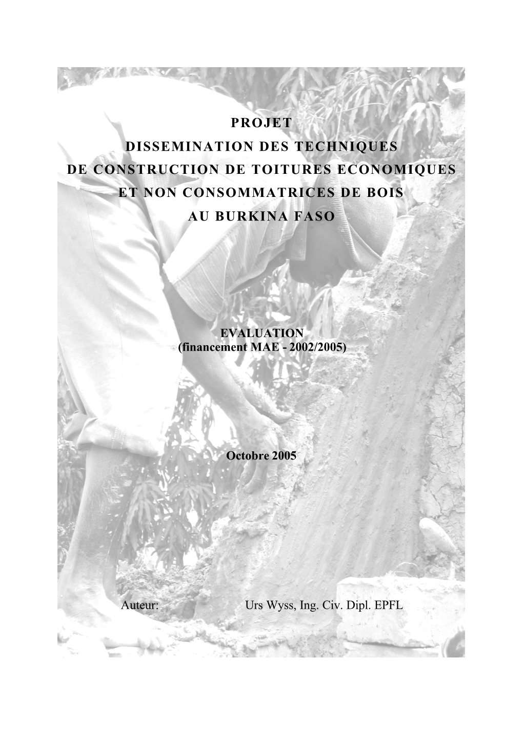 Projet Dissemination Des Techniques De Construction De Toitures Economiques Et Non Consommatrices De Bois Au Burkina Faso