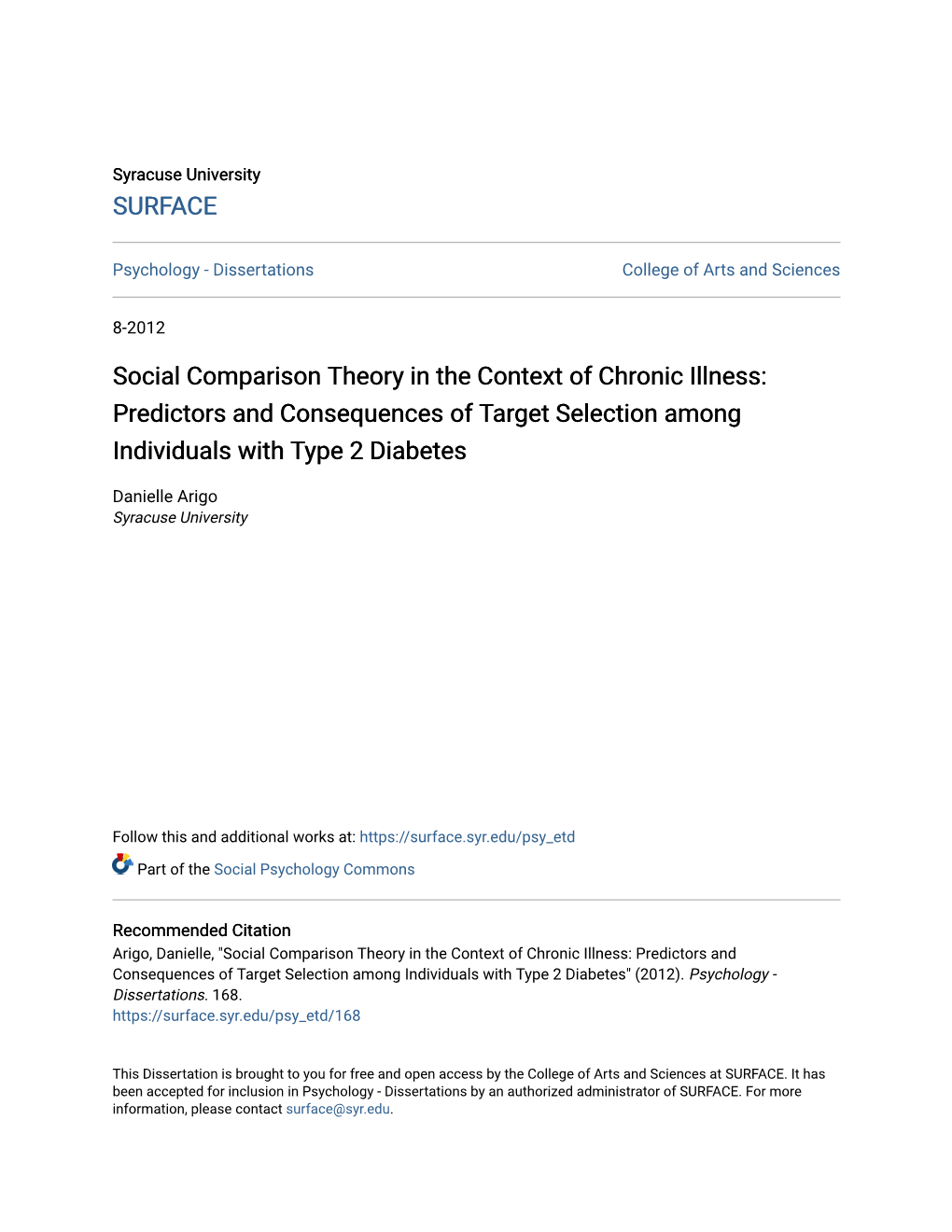 Social Comparison Theory in the Context of Chronic Illness: Predictors and Consequences of Target Selection Among Individuals with Type 2 Diabetes