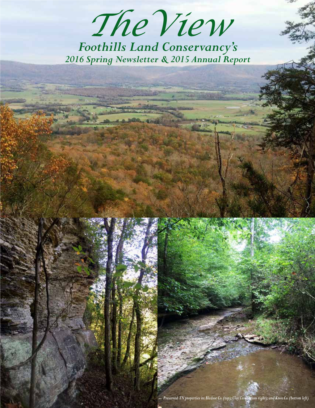 Theview Foothills Land Conservancy’S 2016 Spring Newsletter & 2015 Annual Report