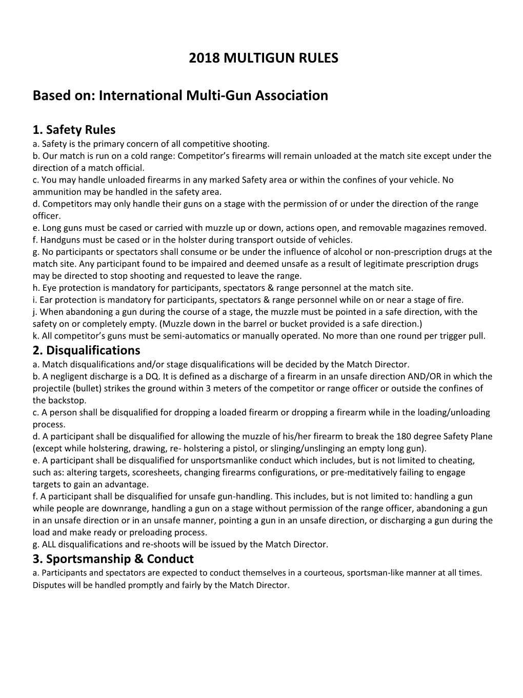 2018 MULTIGUN RULES Based On: International Multi-Gun Association