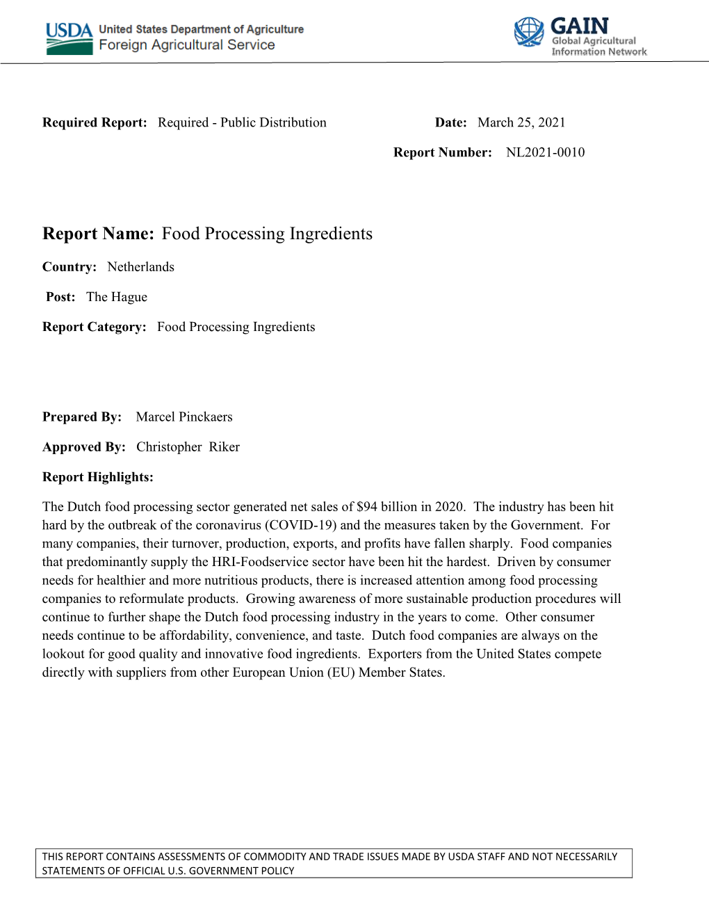 Food Processing Ingredients