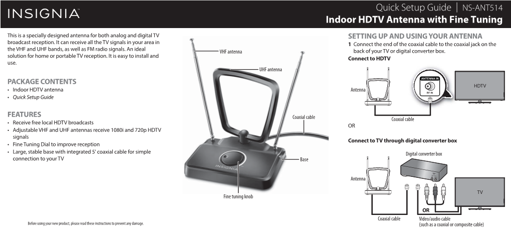 NS-ANT514 Indoor HDTV Antenna with Fine Tuning