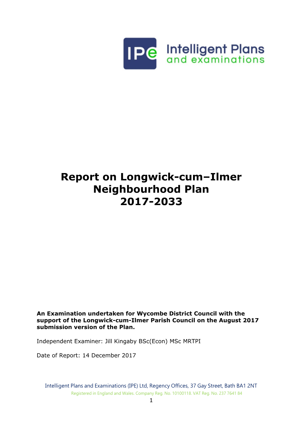 Report on Longwick-Cum–Ilmer Neighbourhood Plan 2017-2033