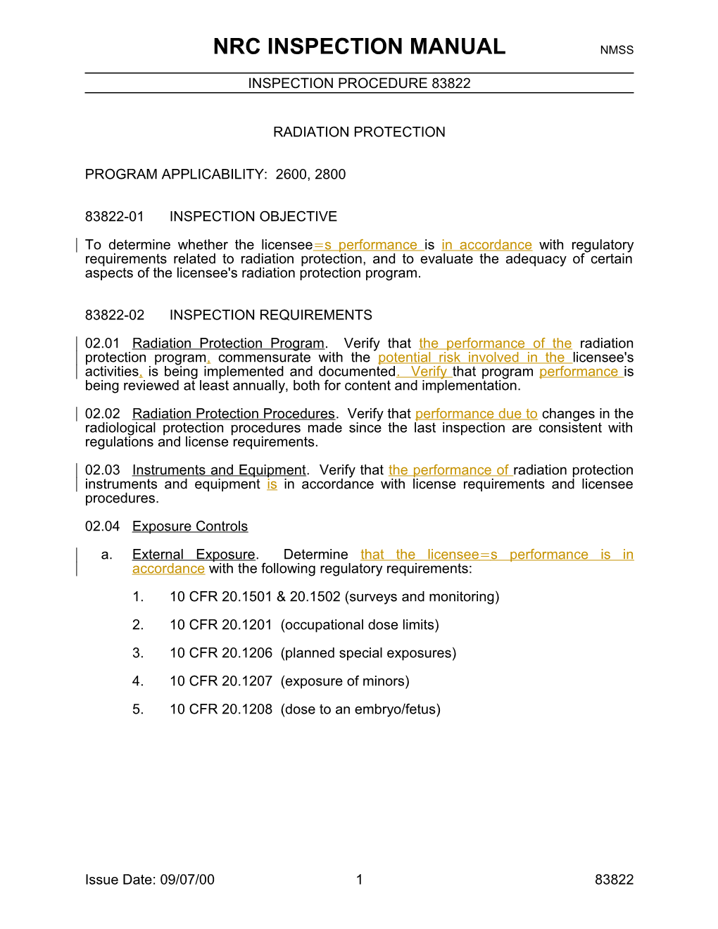 Nrc Inspection Manual Nmss