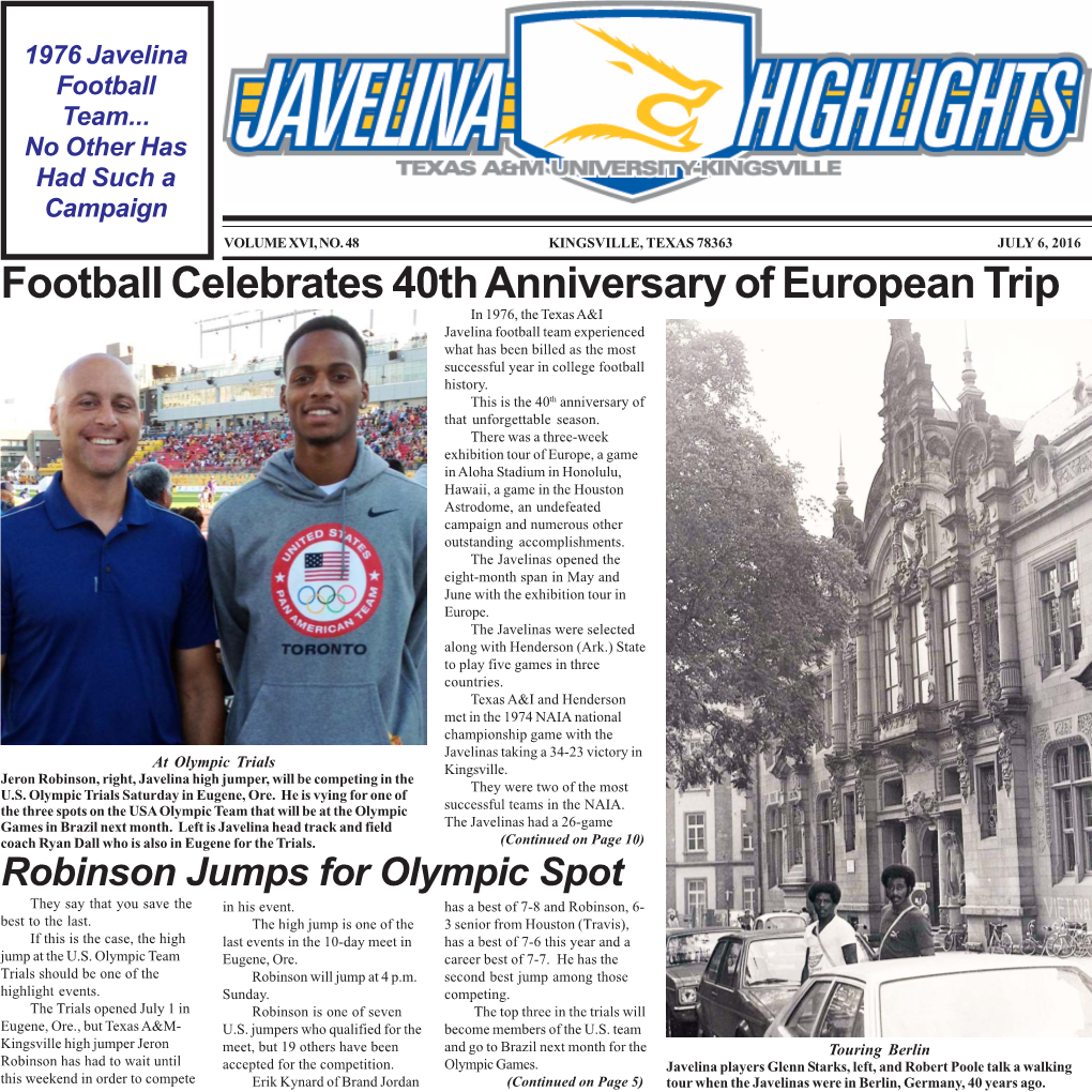 Football Celebrates 40Th Anniversary of European Trip