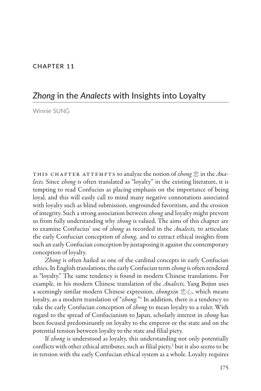 Zhong in the Analects with Insights Into Loyalty
