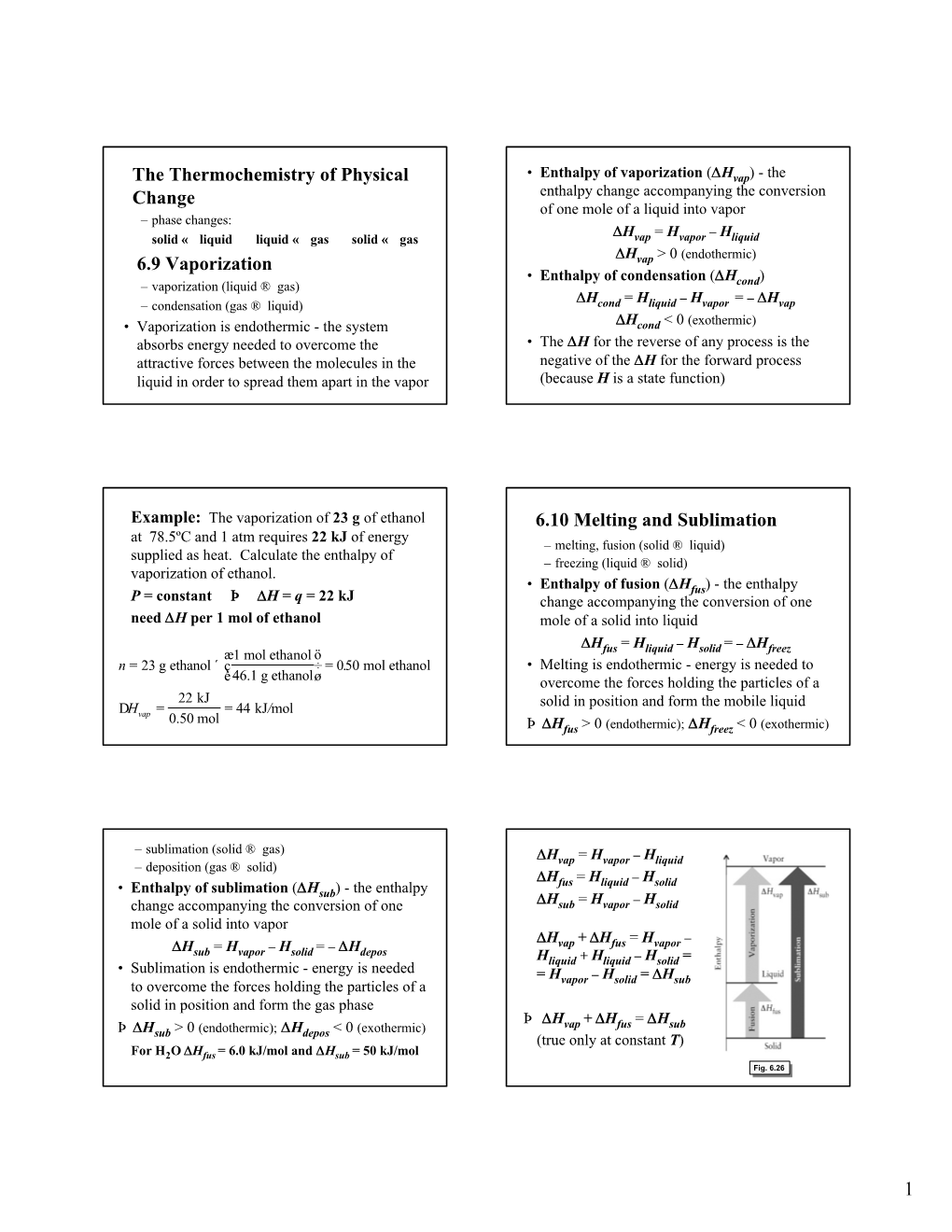 The Thermochemistry of Physical Change 6.9 Vaporization 6.10