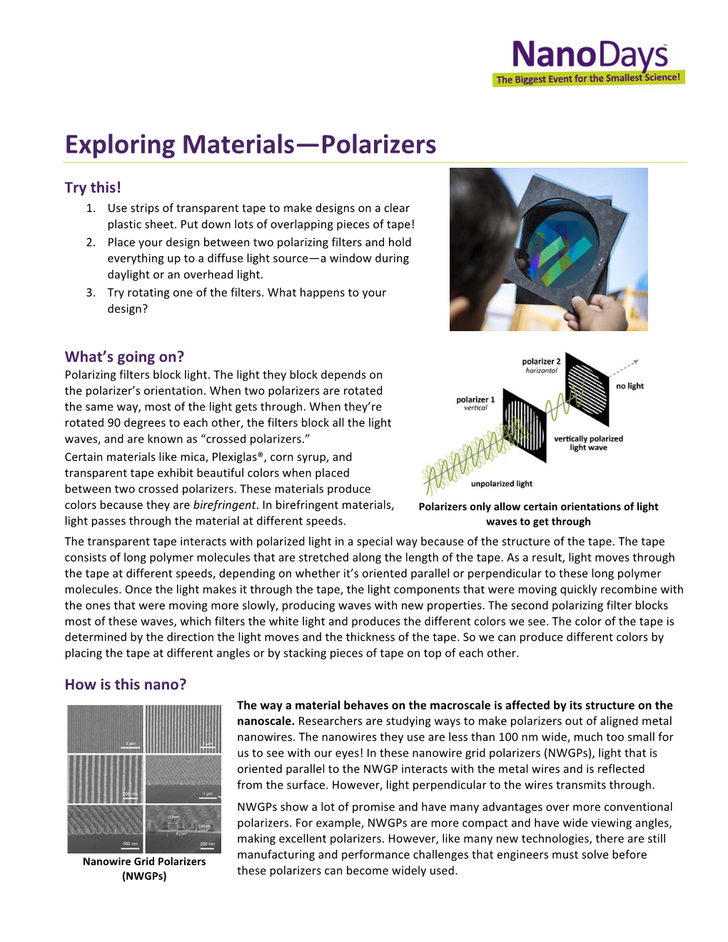 Exploring Materials—Polarizers