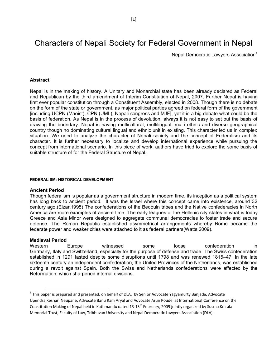 Characters of Nepali Society for Federal Government in Nepal