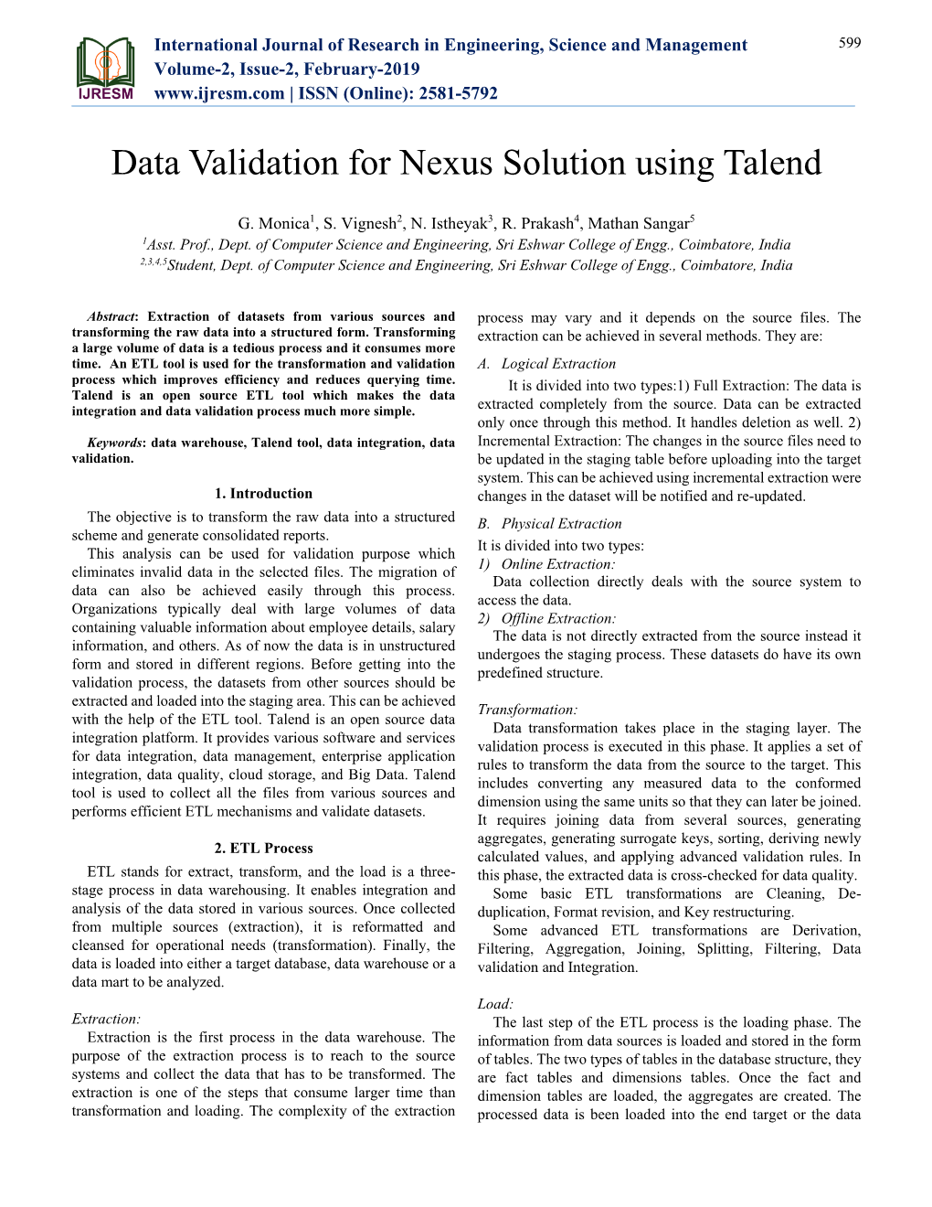 Data Validation for Nexus Solution Using Talend