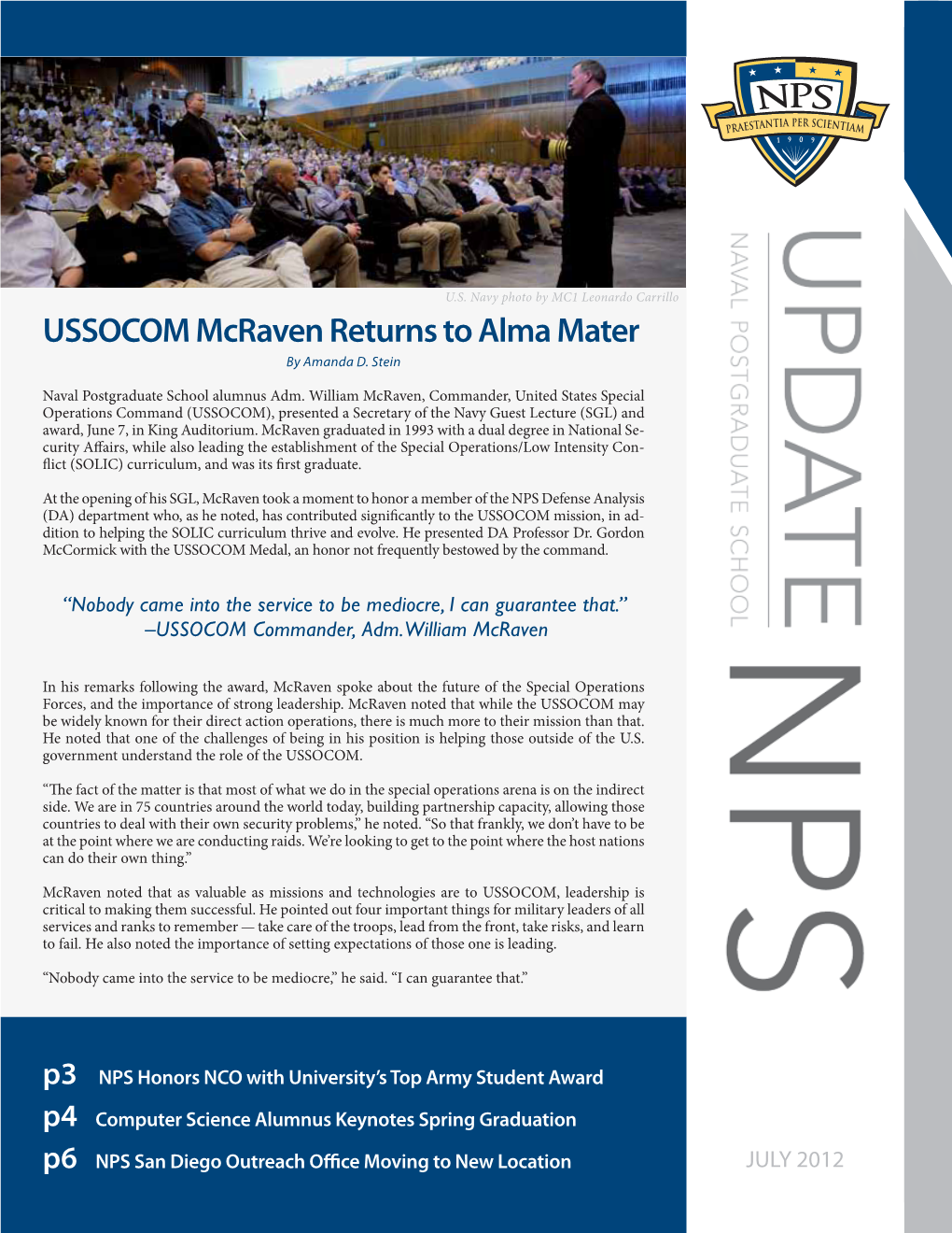 USSOCOM Mcraven Returns to Alma Mater by Amanda D