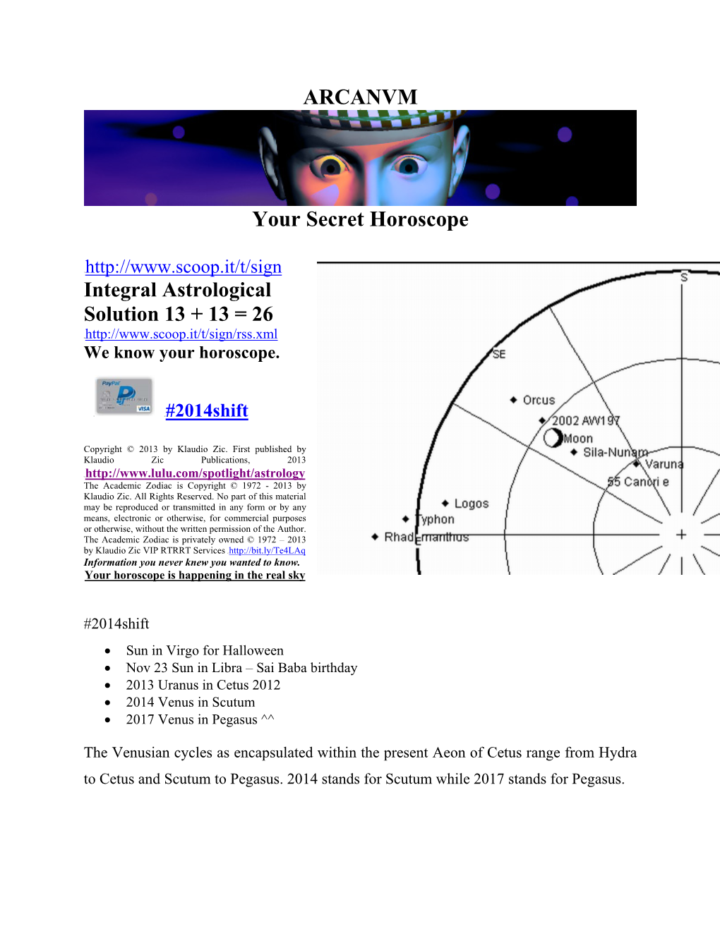 ARCANVM Your Secret Horoscope Integral Astrological Solution 13 +