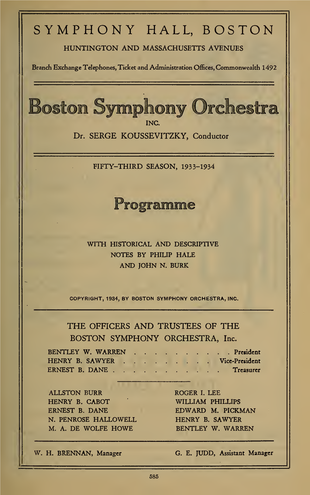 Boston Symphony Orchestra Concert Programs, Season 53,1933-1934