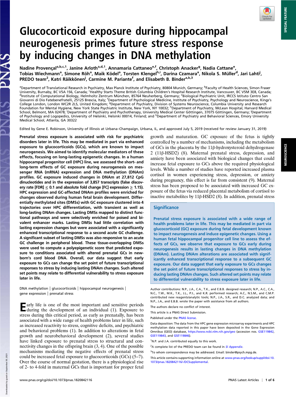 Glucocorticoid Exposure During Hippocampal Neurogenesis Primes 11117 (2006)