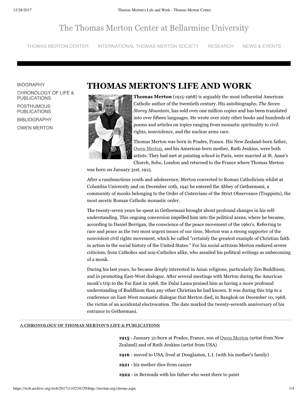 Thomas Merton's Life and Work - Thomas Merton Center