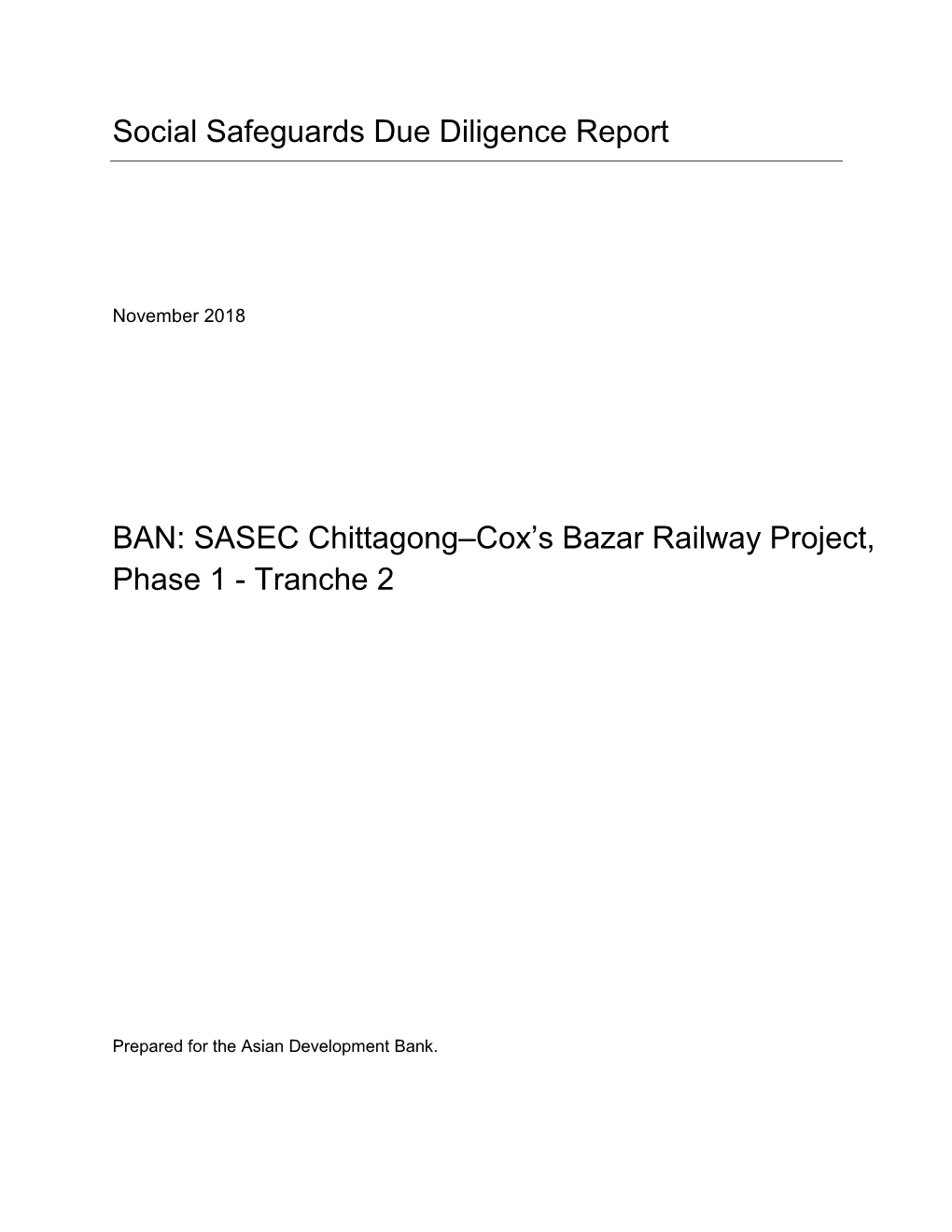 SASEC Chittagong–Cox's Bazar Railway Project, Phase 1
