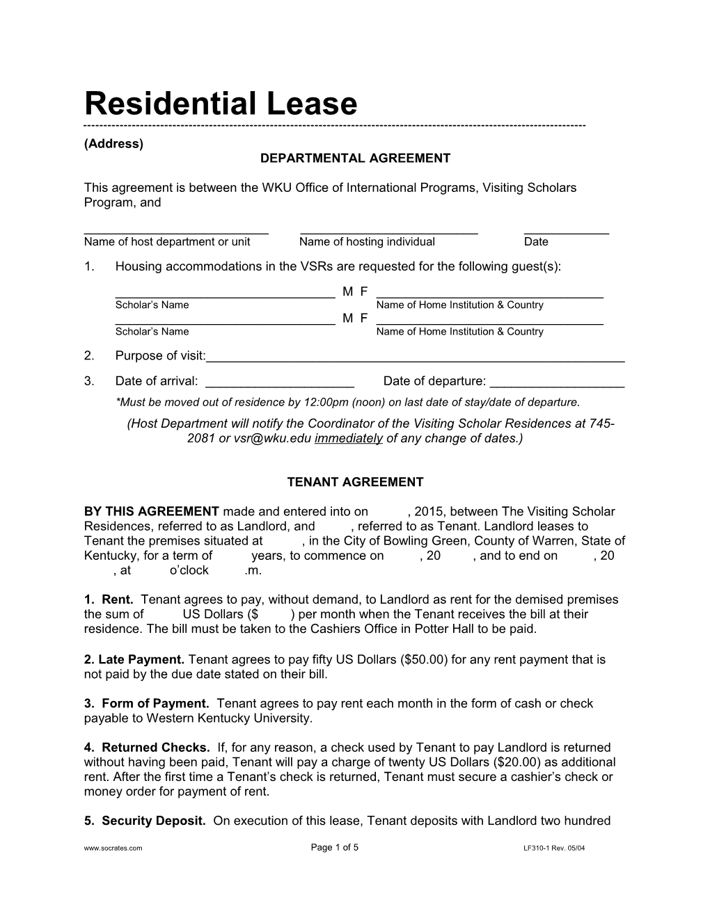 Departmental Agreement