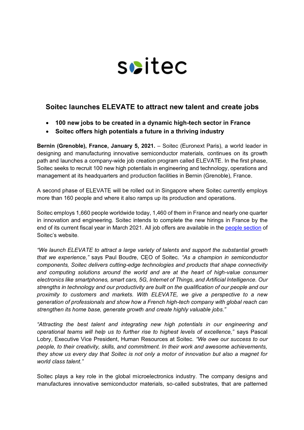 Soitec Launches ELEVATE to Attract New Talent and Create Jobs