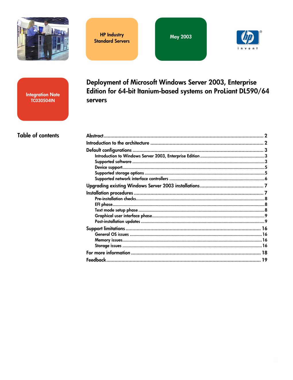 Deployment of Microsoft Windows .NET Enterprise Server 64-Bit