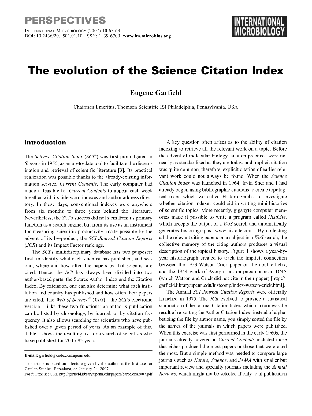 The Evolution of the Science Citation Index