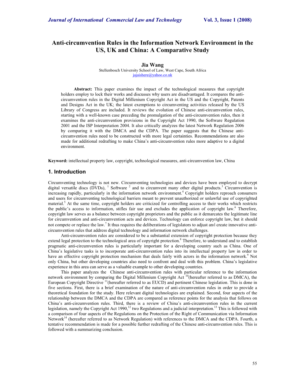 Anti-Circumvention Rules in the Information Network Environment in the US, UK and China: a Comparative Study